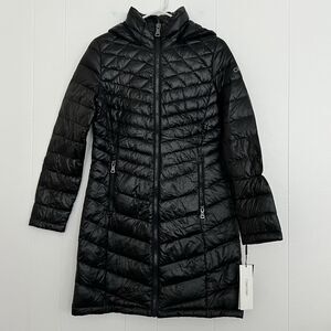 Calvin Klein Lightweight Packable Hooded Black Puffer Down Jacket Coat Womens XS